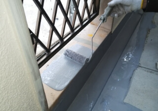 ベランダの防水工事の様子